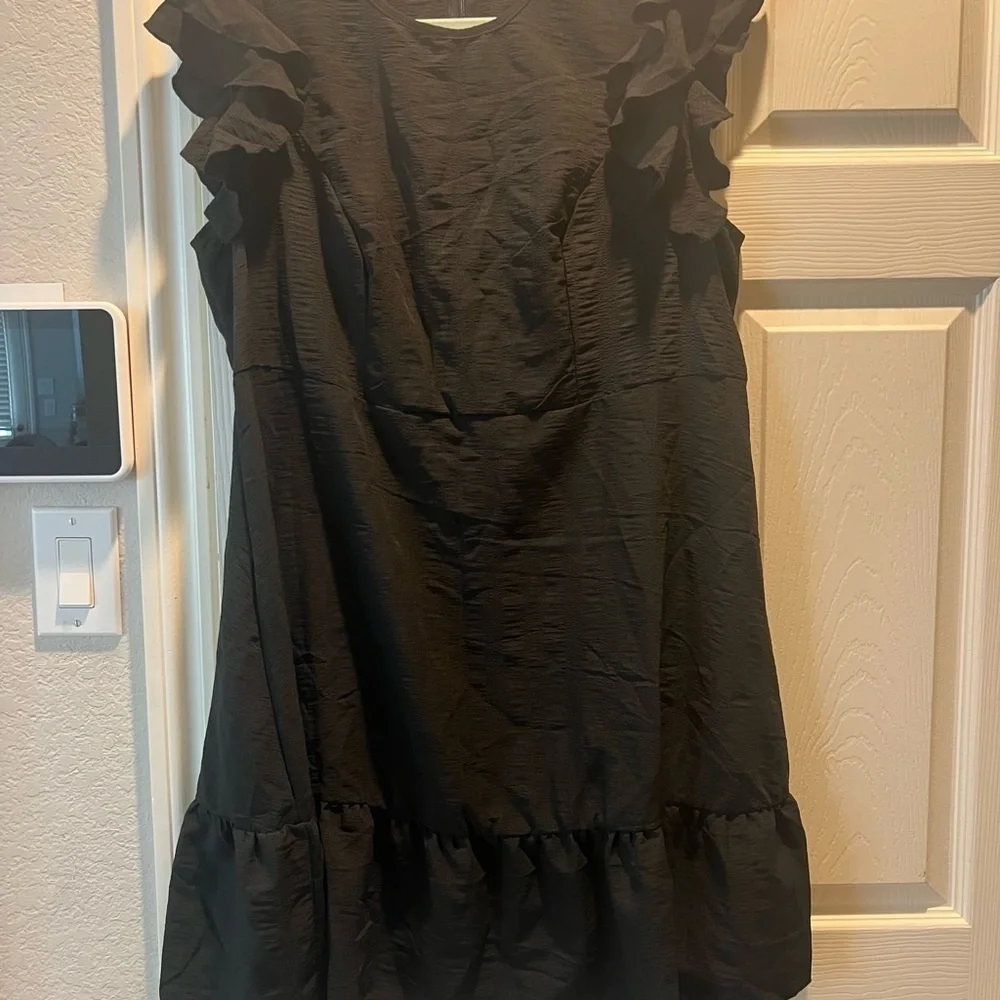 SHEIN Black Ruffle Midi Dress - Picture 1 of 4